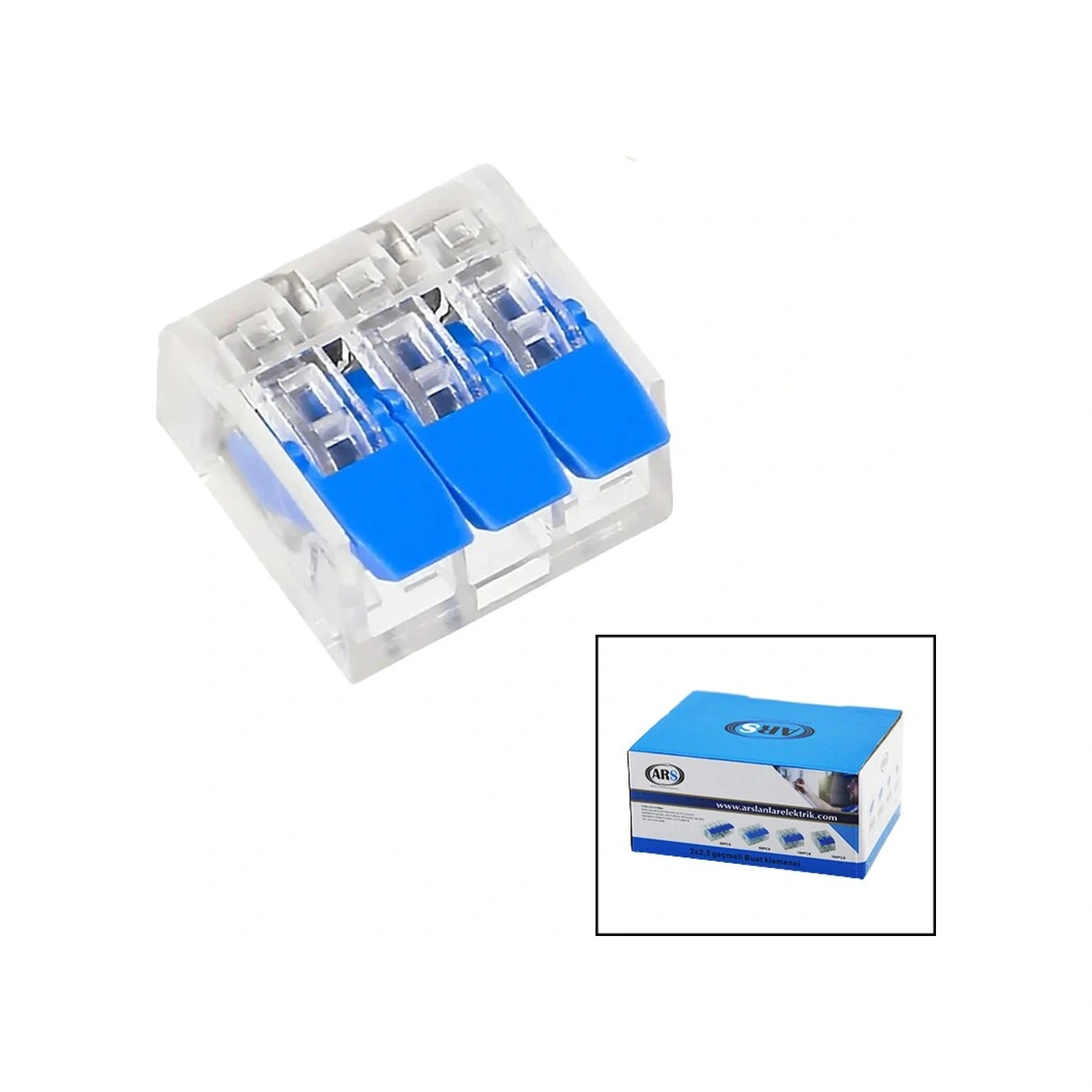 100 Adet 3 Lü 2x2.5 Kablo Geçmeli Mandallı Buat Klemensi