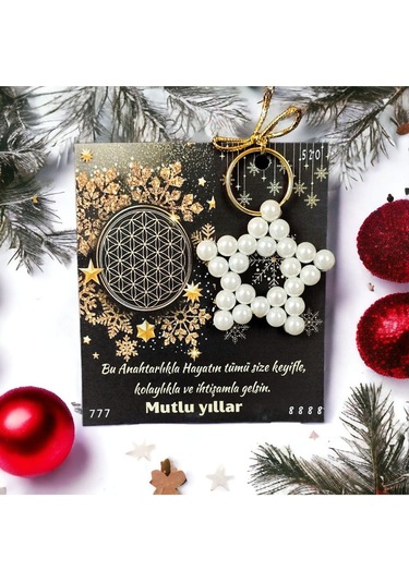 1 Adet Yılbaşı Hediyesi İnci Anahtarlık Yeni Yıl Hediyelik