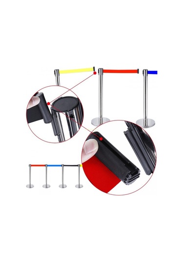 Krom Bariyer Şerit Bariyer Ayaklı Paslanmaz Yönlendirme Bariyeri - Krom 2 Adet