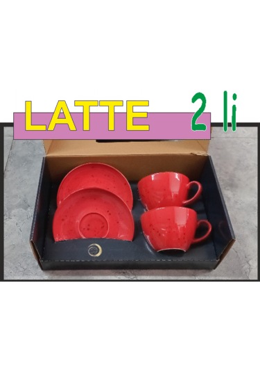 Konak Züccaciye Latte 2 Li Fincan Takımı Dijital Kirmızı