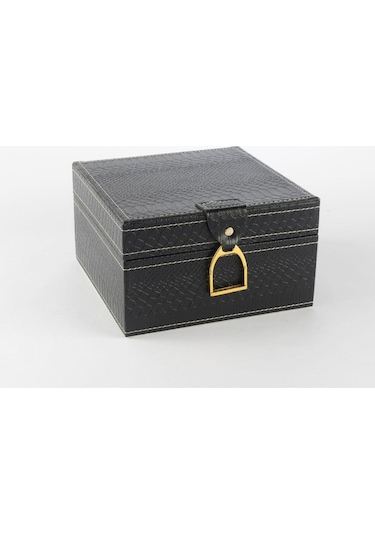 Mikasa Moor Siyah Gold Kulplu Deri Kutu 18x18x11cm
