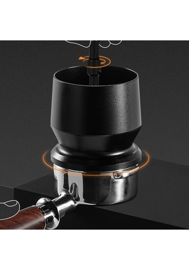 Wezone 58mm Çelik Kahve Toz Toplayıcı - Kapağı Ve Basma Aleti İle 3'lü Set, Espresso Torbası İçin Düzenleyici, Lehimli Ve Sağlam Siyah