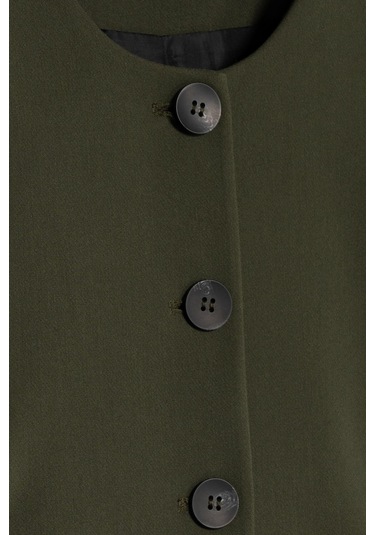 Kadın Açık Haki Balon Kol Crop Blazer Açık Haki