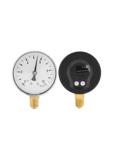 Wezone 0-10 Bar Metal Baskül Manometre, 1/4" Npt Bağlantı, Hava-su-yakıt Ölçümü, Kolay Okuma, Yan Montaj