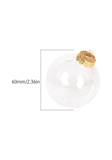 Mufunye 6cm Altın Kapaklı Pe Plastik Boş Top, Noel Düğün Dekorasyonu İçin Doldurulabilir Şeffaf Sphere