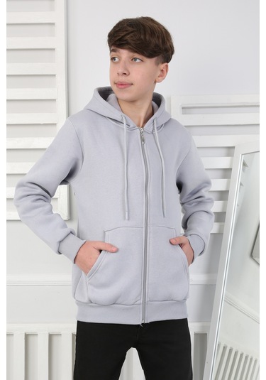 Erkek Çocuk Sweatshirt İçi Polarlı Gri