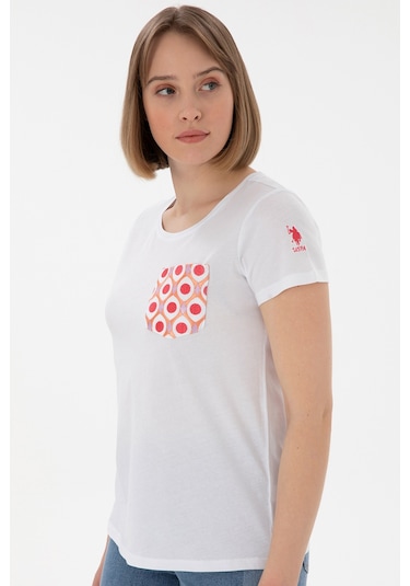 U.S. Polo Assn. Kadın Beyaz Bisiklet Yaka Tişört 50305832-VR013