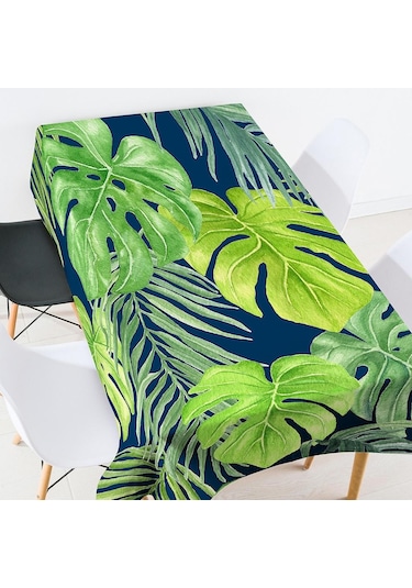 Suntek Tropikal Bitki Baskılı Masa Örtüsü Çiçek Kare-3