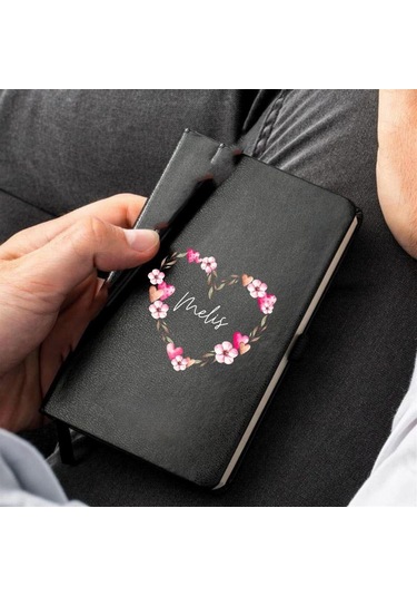 Sevgiliye Özel Kalp Tasarımlı Hediye Deri Not Defteri