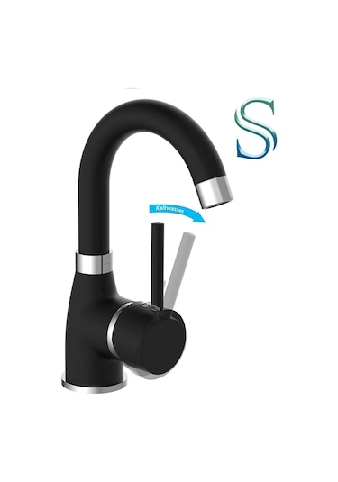 Sardıcı Lavabo Musluğu Mat Lavabo Bataryası Siyah