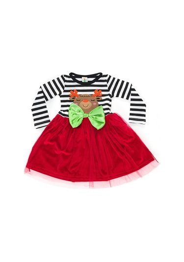 Denokids Kokoş Kız Tüllü Yılbaşı Kırmızı Elbise Renkli Çok Renkli