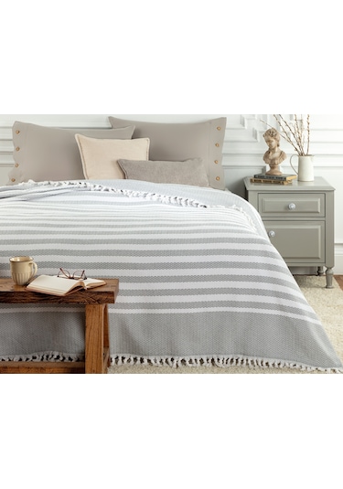 Madame Coco Sheryl Çift Kişilik Yatak Örtüsü 1kyoks0172çift Kişilik-beyaz/gri Beyaz Gri