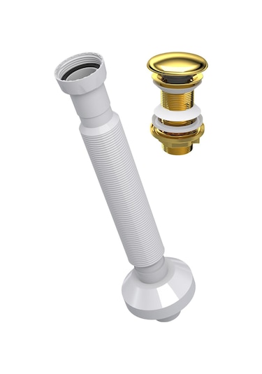 Monavit Seramik Kapaklı Altın Klik Klack Lavabo Süzgeci 32 Sifon Altın