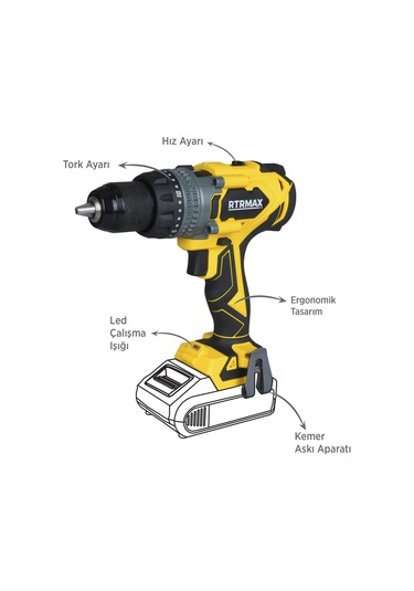 Rtrmax RTX3020B Şarjlı Darbeli Matkap Kömürsüz 150Nm - Akü Hariç