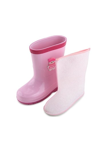 Gezer Kız Çocuk Kışlık İçinde Çıkarılabilir Ek Çoraplı Su Geçirmez Yağmur Bot Çizme Gc2kfm.00682.01.r90.g75 Pembe