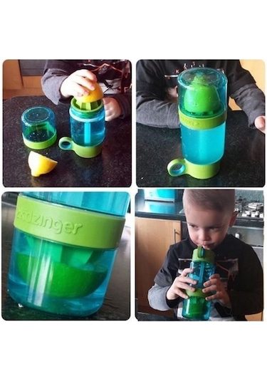 Narenciye Limon Sıkmalı Pratik Detoks Toksin Atıcı Su Matarası Spor Şişesi Şeffaf