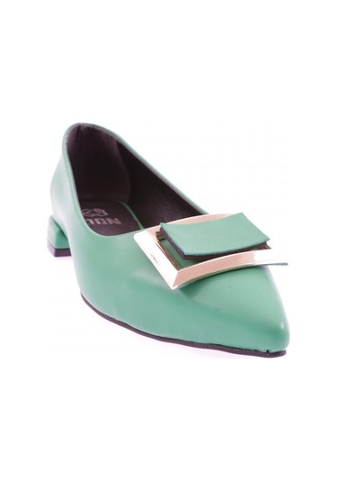 Dgn 2802-23y Kadin Sivri Burun Metal Kare Tokali Babet 2802-1423-R12563 Yeşil