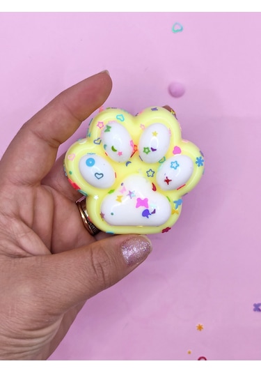 Pati Taba Squishy Kedi Pati Sıkma 7 Cm Pullu Pati Sukuşi - Sarı