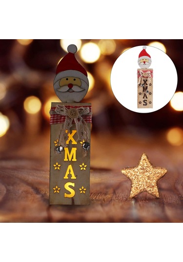 Noel Işıklı Süsler Noel Baba Kardan Adam Ren Geyiği Ahşap Noel Gece Lambası Masa Süslemeleri Noel Ev Dekorasyonu İçin