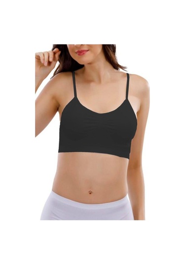 Kadın Siyah Ip Askılı Seamless Dikişsiz Pedli Büstiyer 15000 Siyah