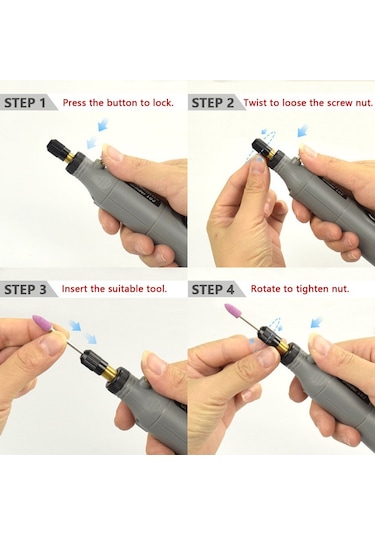 5 Hız Modlu Yüzey Oyma Zımpara Parlatma ve Kesme Aracı 3.7V Gri