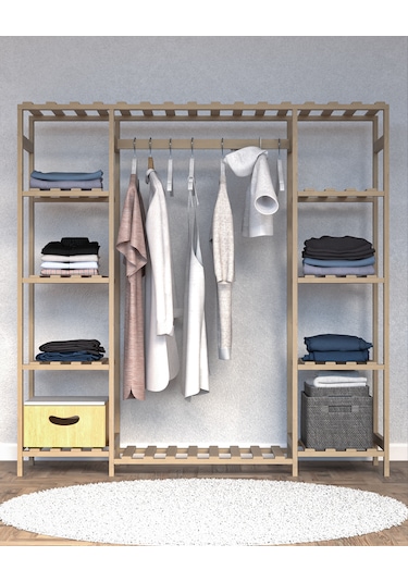 Ahşap Gardırop, Masif Ahşap Dolap, Açık Dolap 150x40x150 Ahşap