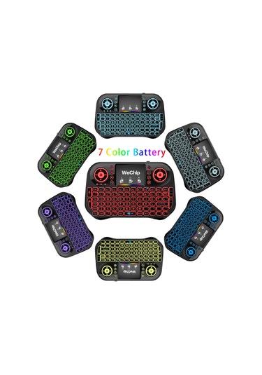 Maiyame Projeksiyon Wechip İ10 2.4ghz Kablosuz Klavye 7 Renk Arkadan Aydınlatmalı Mini Klavye Dokunmatik Y Siyah