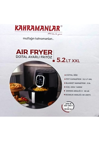 Kahramanlar XXL Dijital 5.2 L Air Fryer Fritöz
