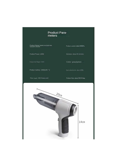 Amigaelegant 95000pa Araba Vakum Süpürgesi Yeşil