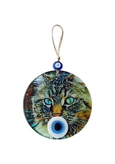 Nazar Boncuklu Füzyon Cam Kedi Duvar Süsü