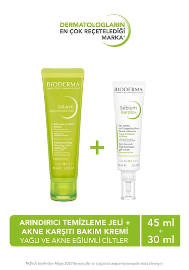 Bioderma Sebium Kerato+ Gel Cream 30 ML + Sebium Foaming  Active Gel 45 ML