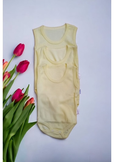Bebek Basic Ribana Bisiklet Yaka Fitilli 3lü Atlet Body -sarı Sarı