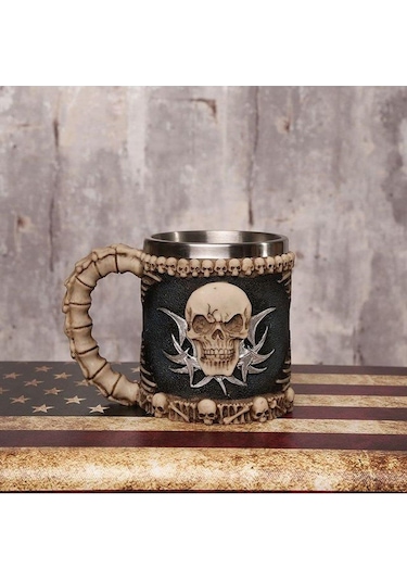 Karayip Korsanları Kuru Kafa İskelet Tasarım Kupa Bardak