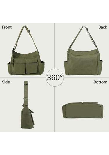 Luckydog Unisex Geniş Tek Askılı Bez Çanta - Yeşil Yeşil Yeşil