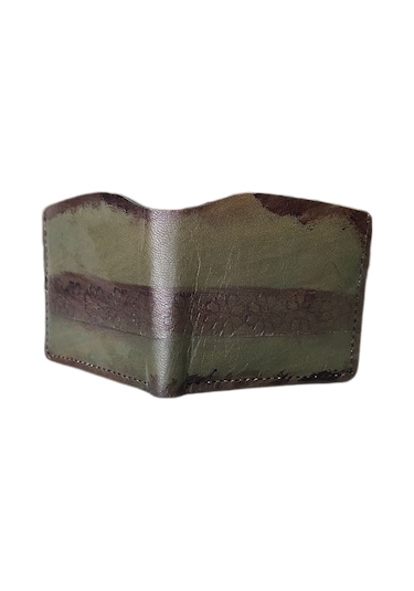 Gerçek Deri El Yapımı Özel Tasarım El Yapımı Klasik Cüzdan Yeşil