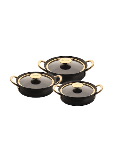 Oms Granit Sahan Seti 6 Parça Siyah 3724