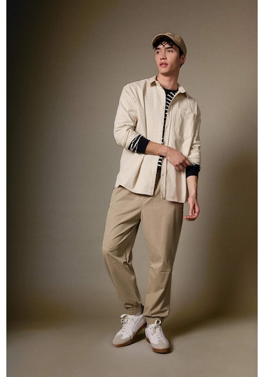 DeFacto Jogger Gabardin Pantolon Regular Beli Bağcıklı Cepli Lastikli Paça B7493AX24SPBG783