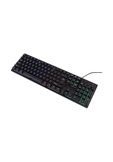 Kr-6300 Usb Kablolu Klavye Oyun Klavyesi 104 Tuş Üç Renkli Arka Aydınlatmalı Klavye Ergonomik Oyun Klavyesi Siyah