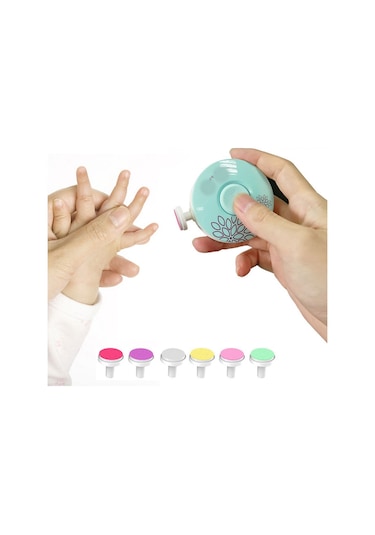 Yeni Doğan Babek Bakımı İçin Pilli 6 Başlıklı El Ayak Tırnak Törpü Manikür Seti