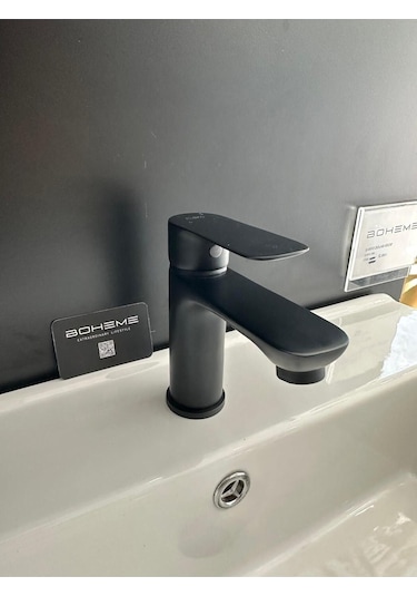 Boheme Fleko Lavabo Bataryası Siyah Renk Pirinç Döküm Siyah