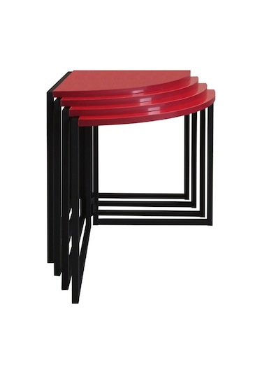 Wrkspc Vidasız Kolay Kurulum Yonca Yuvarlak Zigon Sehpa - Kırmızı