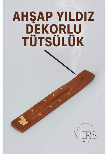 Ahşap Yıldızlı Tütsülük Doğal Oyma Ahşap Tütsü Standı Şık Tütsülik Dekor