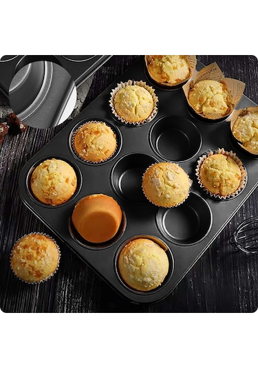 Cupcake Muffin Kalıbı 12'Li Kek Yanmaz Kurabiye Kalıbı Fırın Çör