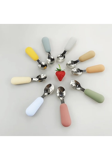 Bebek Alet Sofra Seti Çocuk Eşyası Paslanmaz Çelik Yürümeye Ekru