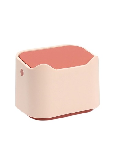 Rogfer 17,8 X 13 X 13,5 Cm İtme Tipi Masaüstü Çöp Sepeti Küçük Koku İzolasyonlu Pet Çöp Tavası Pembe Pembe