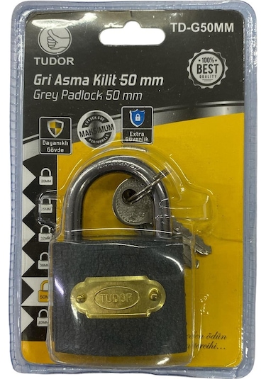 Ennalbur Tudor 50 Mm Kısa Gri Asma Kilit