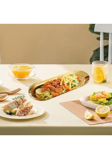 Gümüş Paslanmaz Çelik Barbekü Plaka Ayna Parlatıcı Gıda Sınıfı Bulaşık Makinesinde Yıkanabilir Çok Fonksiyonlu Aperatif Tatlı Sebze Yemek Servis M