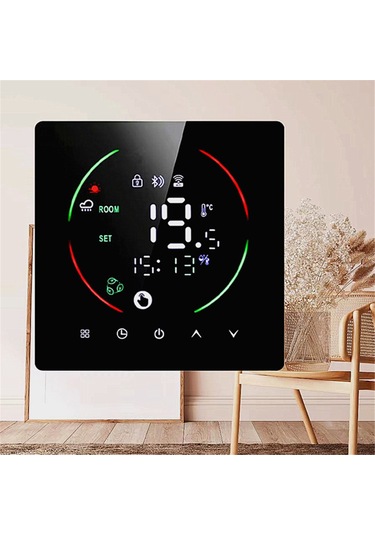 Ranyeek East2 Siyah 16a Wifi Akıllı Isıtma Termostati, Uzak Kontrol, Zamanlama, Nem Ve Hava Durumu Gösterimi, Çocuk Kilidi, Elektrikli Zemin Isıtıcıları İçin