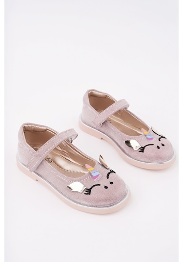 Muggo Paty Cırtlı Ve Simli Günlük Kız Çocuk Babet Pudra