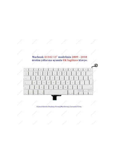 Apple Uyumlu MacBook İle 13inc A1342 Klavye Tuş Takımı Uk-ingilizce